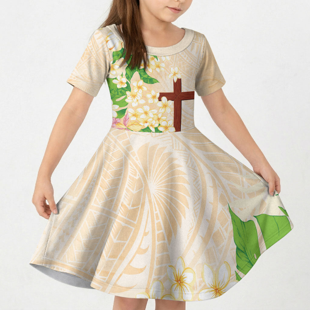 Samoa AIGA Floral Theme Kid Short Sleeve Dress Always In God's Arms LT7 KID Multicolor - Polynesian Pride