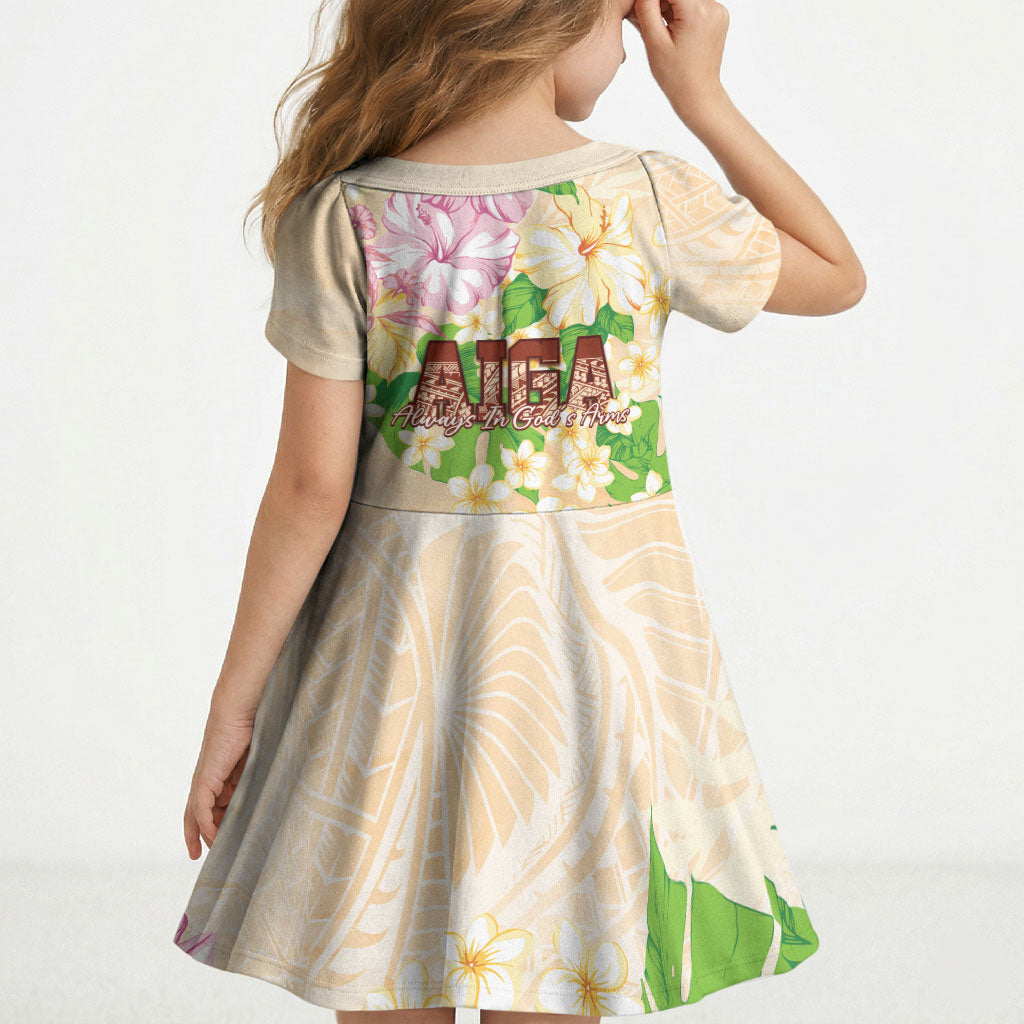 Samoa AIGA Floral Theme Kid Short Sleeve Dress Always In God's Arms LT7 - Polynesian Pride
