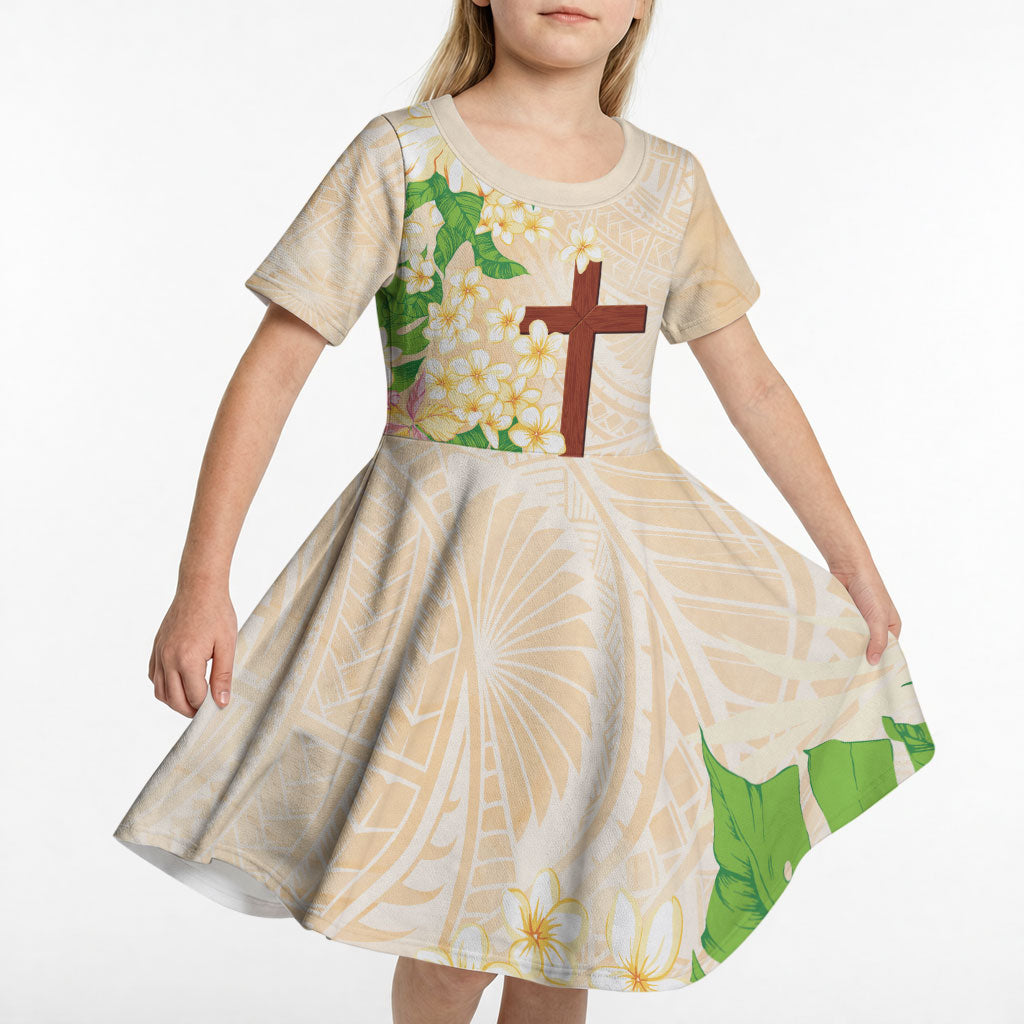 Samoa AIGA Floral Theme Kid Short Sleeve Dress Always In God's Arms LT7 - Polynesian Pride