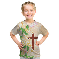 Samoa AIGA Floral Theme Kid T Shirt Always In God's Arms