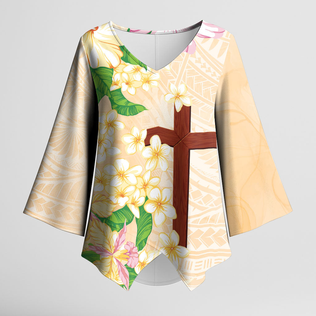 Samoa AIGA Floral Theme Kimono Sleeve Blouse Always In God's Arms