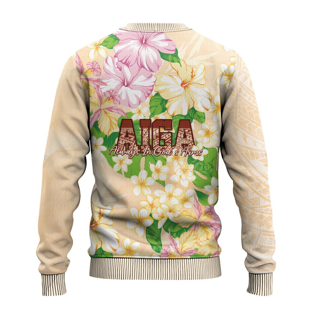 Samoa AIGA Floral Theme Ugly Christmas Sweater Always In God's Arms