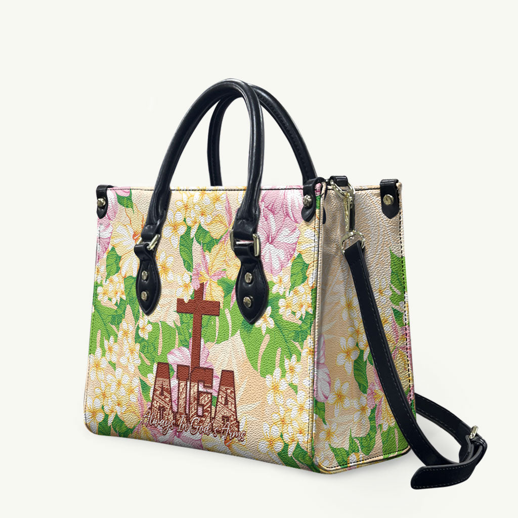 Samoa AIGA Floral Theme Leather Bag Always In God's Arms LT7 Multicolor - Polynesian Pride