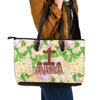 Samoa AIGA Floral Theme Leather Tote Bag Always In God's Arms