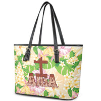 Samoa AIGA Floral Theme Leather Tote Bag Always In God's Arms
