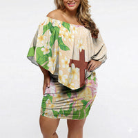 Samoa AIGA Floral Theme Off Shoulder Short Dress Always In God's Arms LT7 Women Multicolor - Polynesian Pride