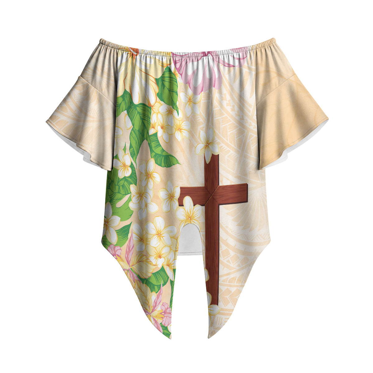 Samoa AIGA Floral Theme Off Shoulder Wrap Waist Top Always In God's Arms