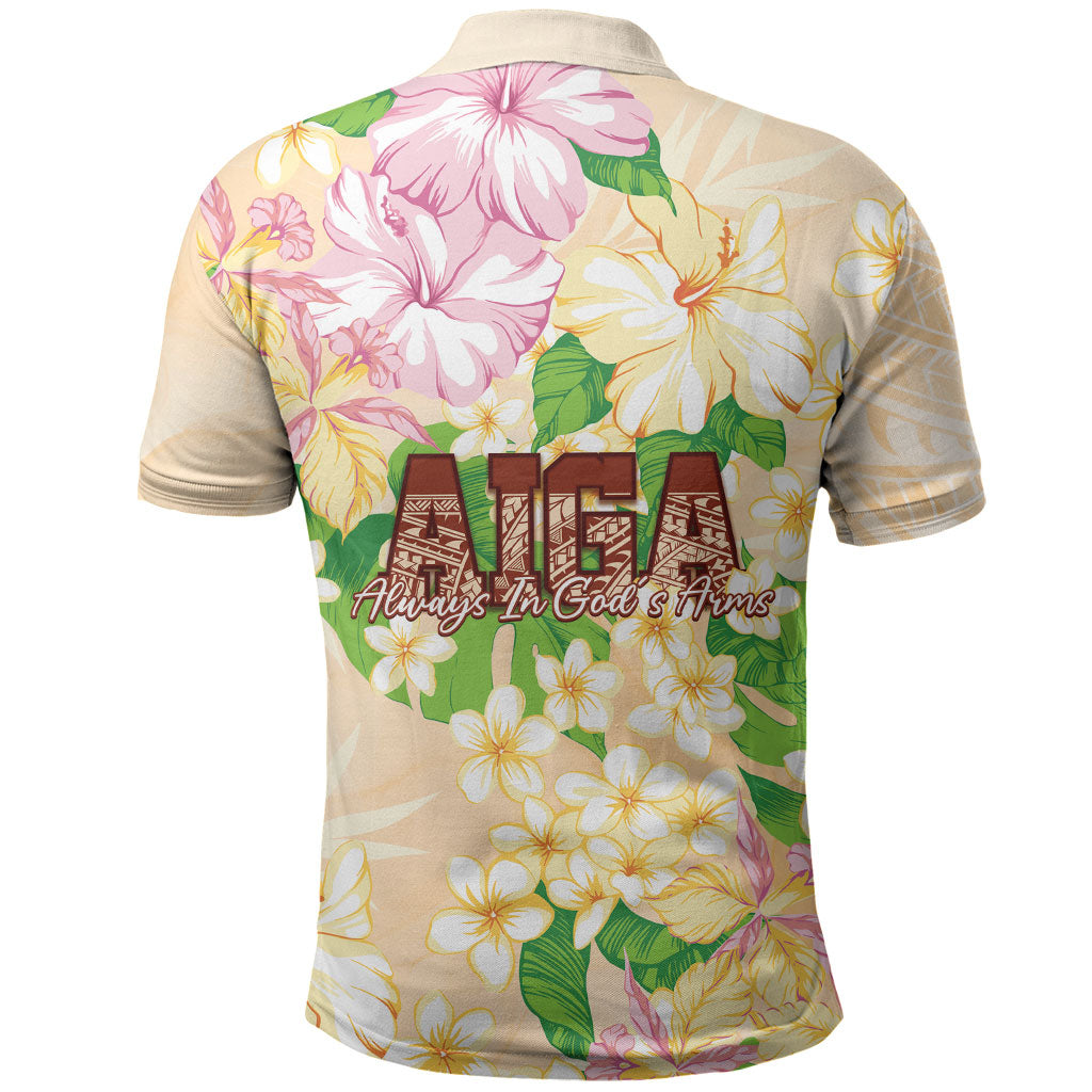 Samoa AIGA Floral Theme Polo Shirt Always In God's Arms