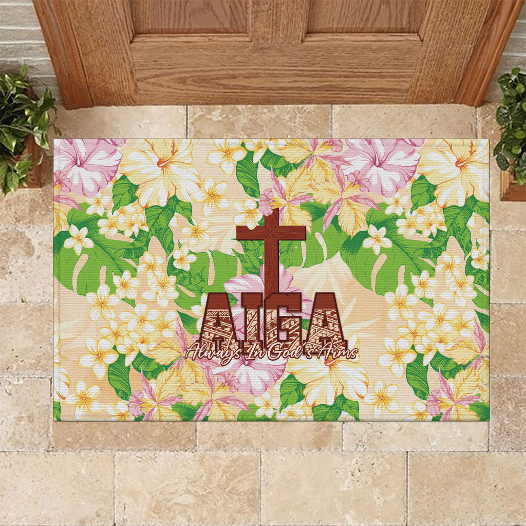 Samoa AIGA Floral Theme Rubber Doormat Always In God's Arms LT7 Multicolor - Polynesian Pride