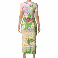 Samoa AIGA Floral Theme Short Sleeve Bodycon Dress Always In God's Arms