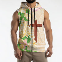 Samoa AIGA Floral Theme Sleeveless Zip Hoodie Always In God's Arms