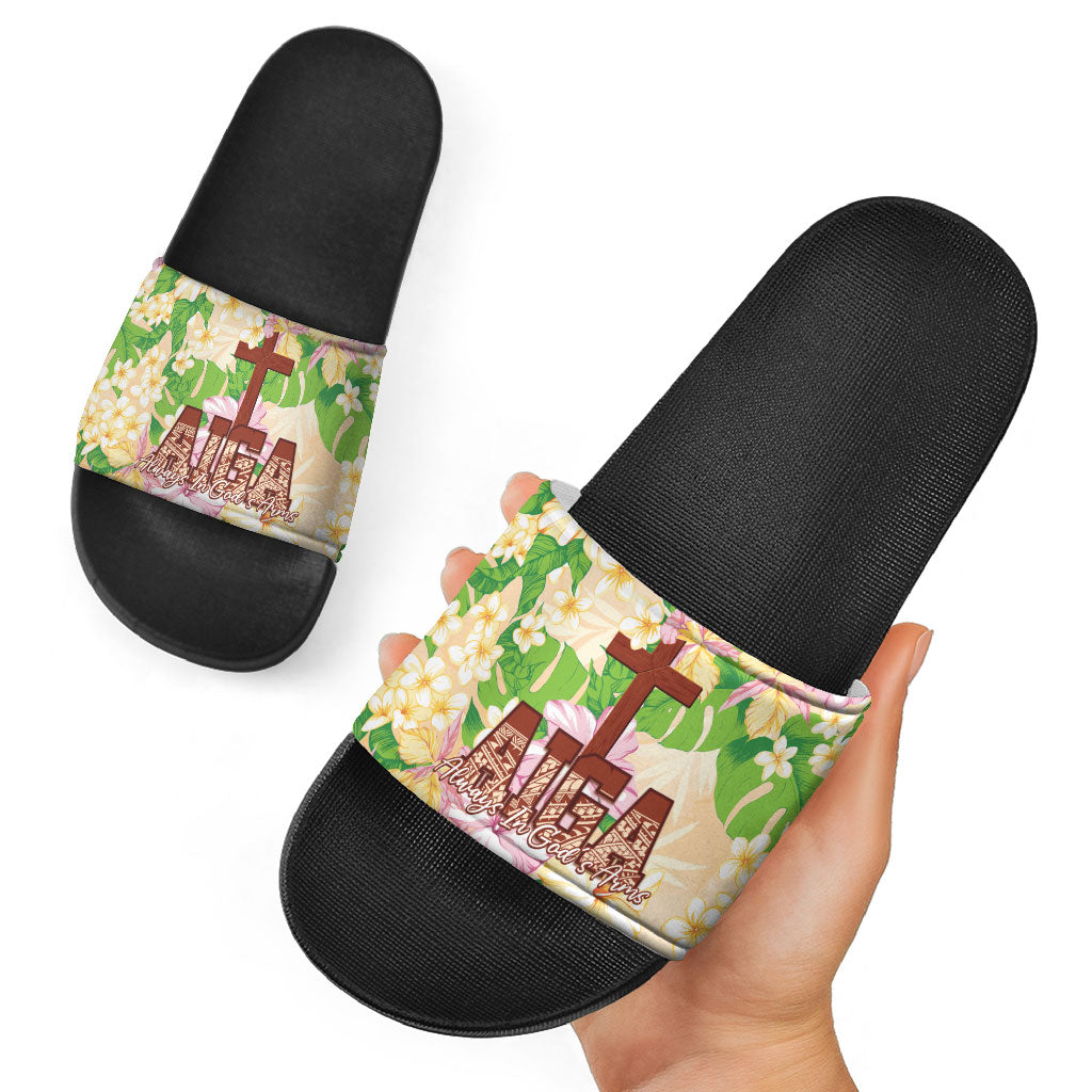 Samoa AIGA Floral Theme Slide Sandals Always In God's Arms