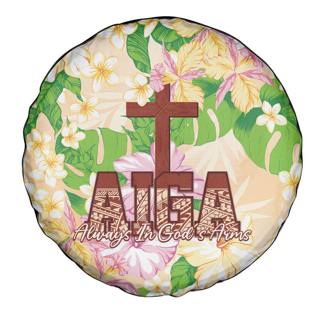 Samoa AIGA Floral Theme Spare Tire Cover Always In God's Arms