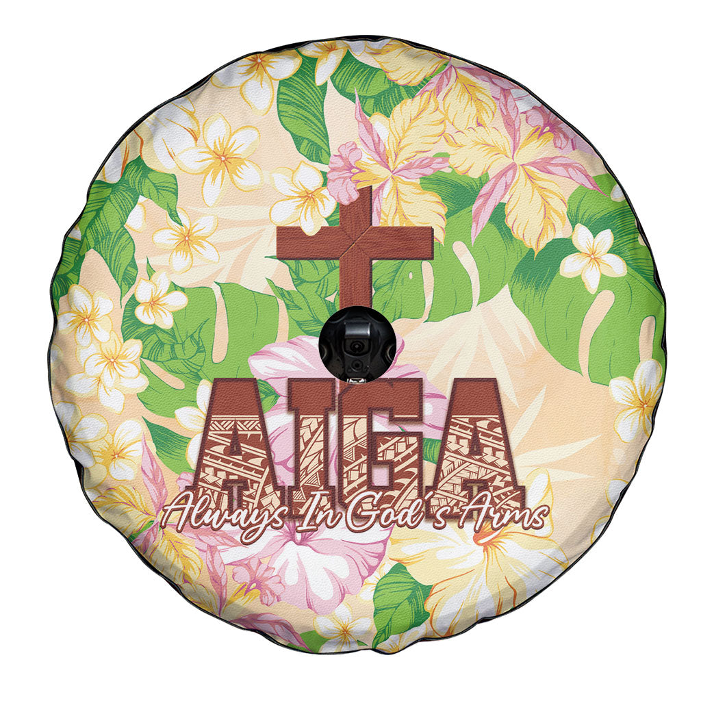 Samoa AIGA Floral Theme Spare Tire Cover Always In God's Arms