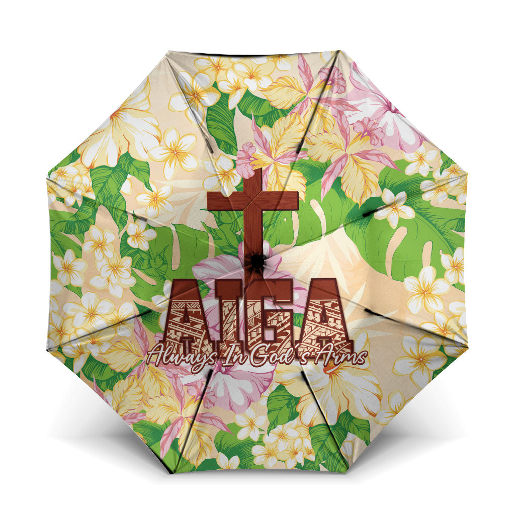Samoa AIGA Floral Theme Umbrella Always In God's Arms LT7 One Size Folded 11.42 inch Opened Diameter 37.4 inch Multicolor - Polynesian Pride