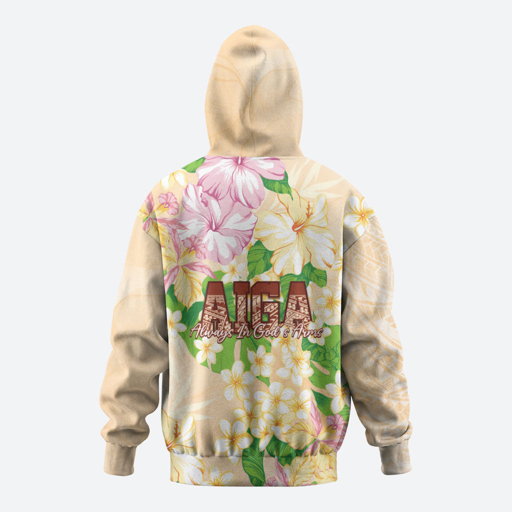 Samoa AIGA Floral Theme Zip Hoodie Always In God's Arms LT7 - Polynesian Pride