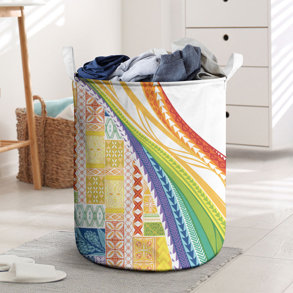 Pasifika Samoa Siapo Malu Tattoo Inspired Laundry Basket Fa'afafine Rainbow Theme