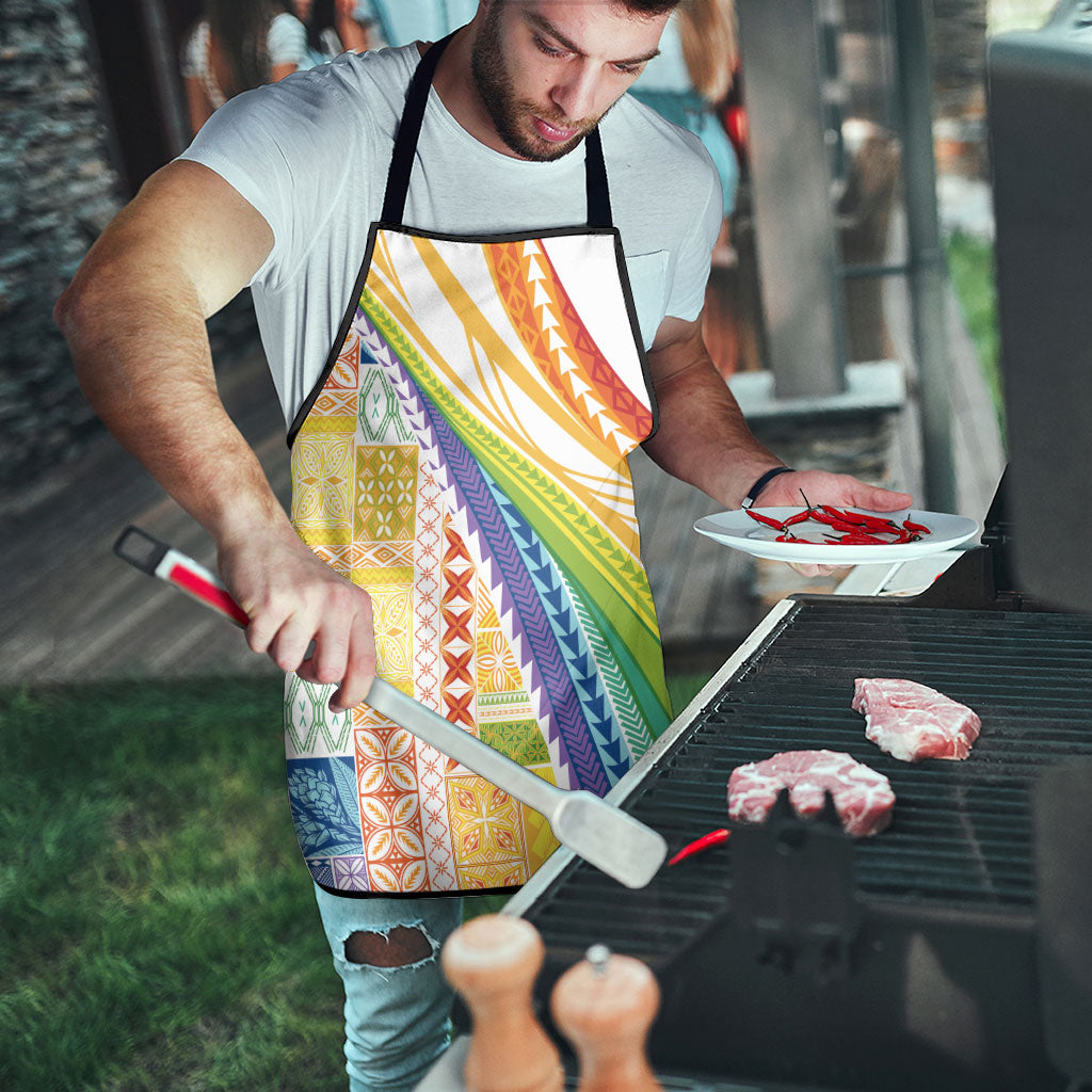 Pasifika Samoa Siapo Malu Tattoo Inspired Apron Fa'afafine Rainbow Theme