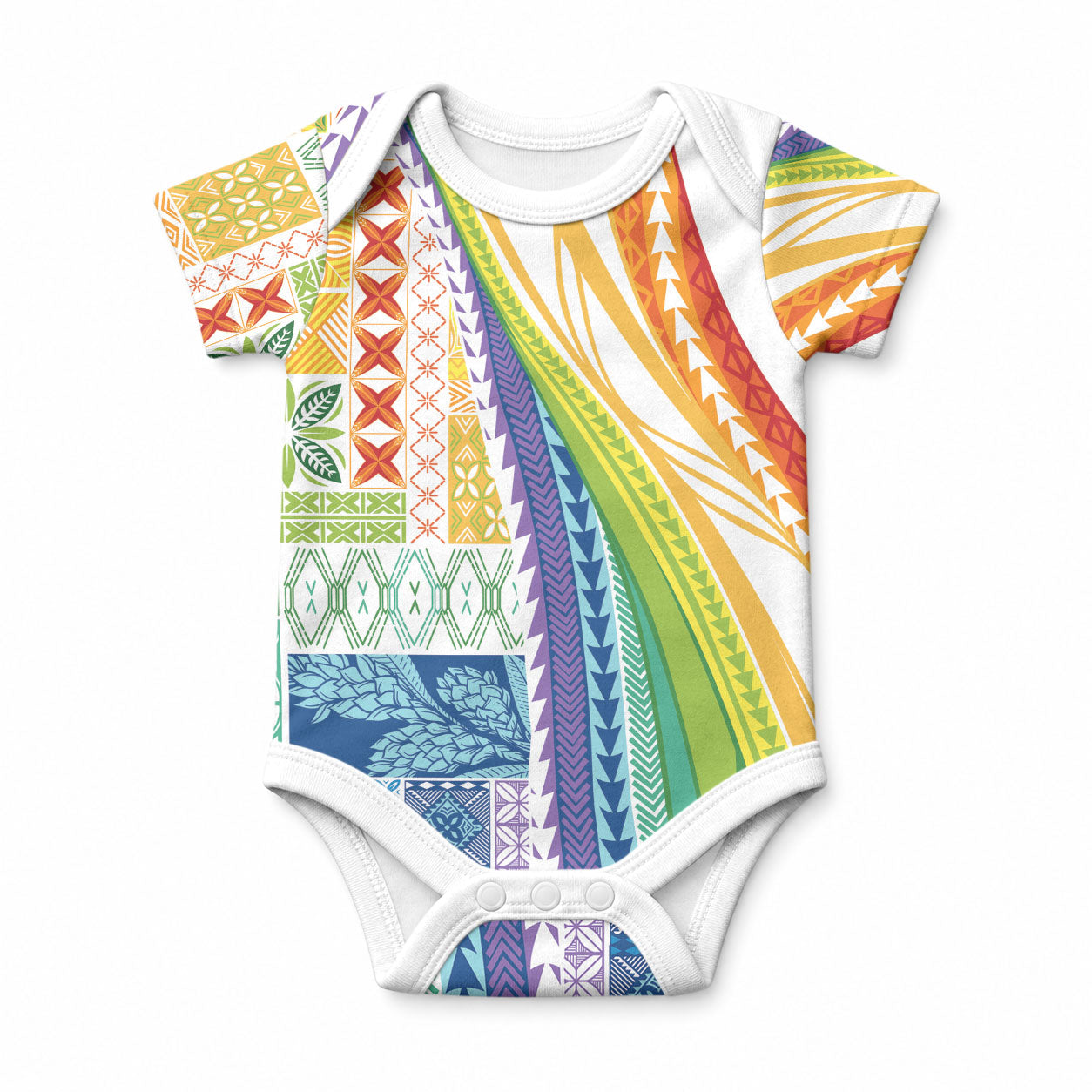 Pasifika Samoa Siapo Malu Tattoo Inspired Baby Onesie Fa'afafine Rainbow Theme