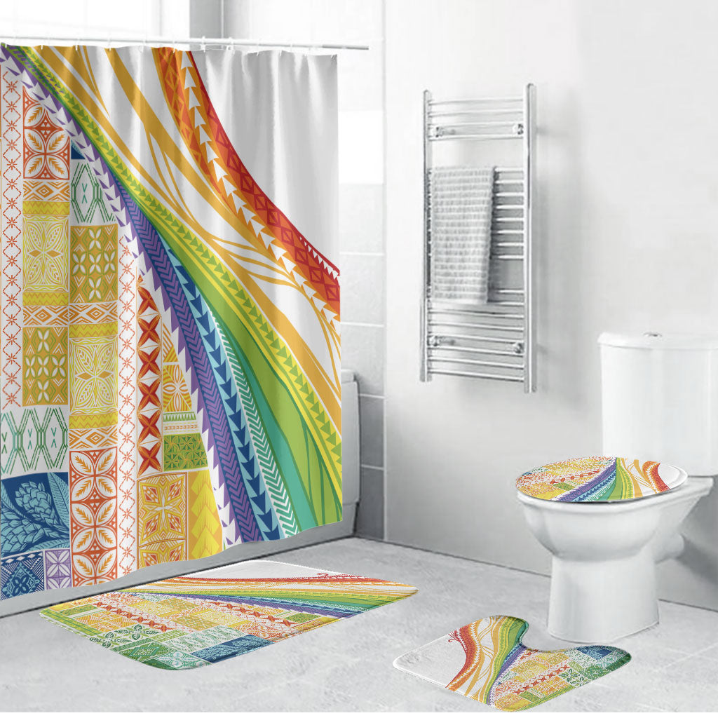 Pasifika Samoa Siapo Malu Tattoo Inspired Bathroom Set Fa'afafine Rainbow Theme