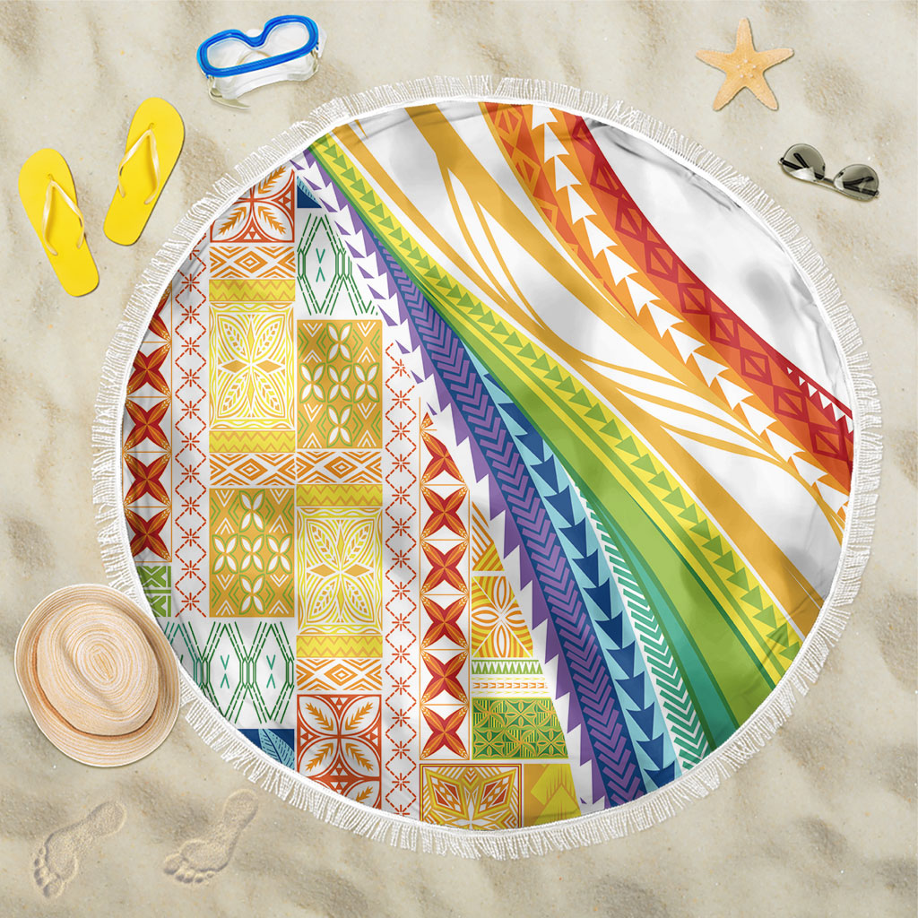 Pasifika Samoa Siapo Malu Tattoo Inspired Beach Blanket Fa'afafine Rainbow Theme