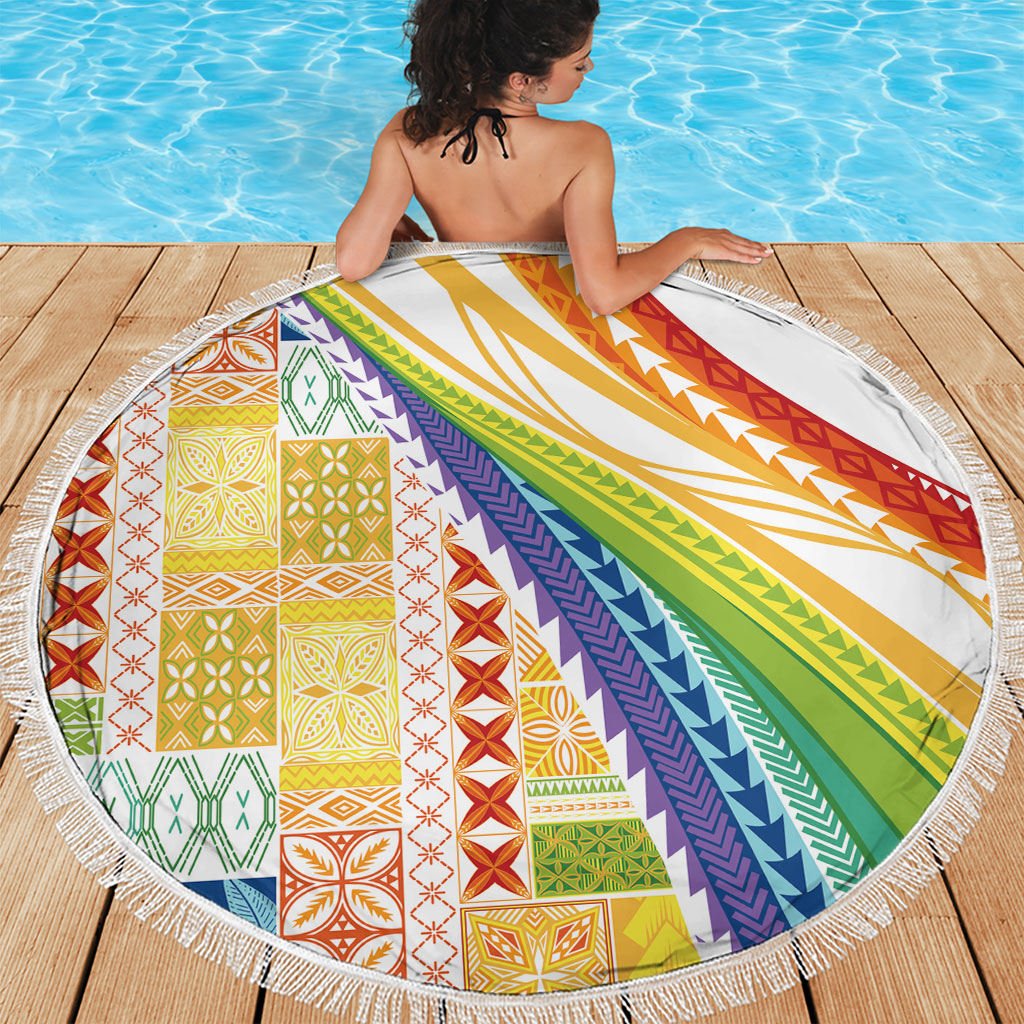 Pasifika Samoa Siapo Malu Tattoo Inspired Beach Blanket Fa'afafine Rainbow Theme