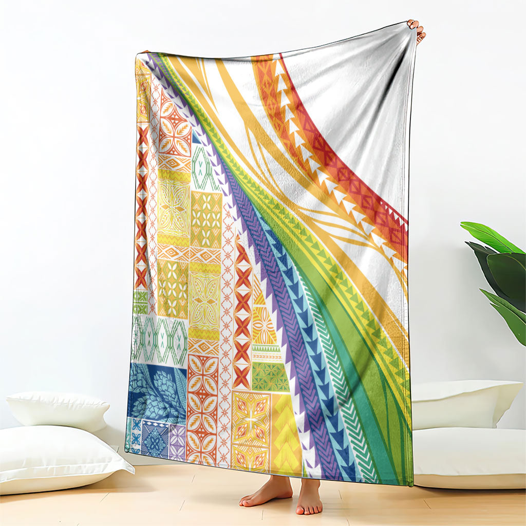 Pasifika Samoa Siapo Malu Tattoo Inspired Blanket Fa'afafine Rainbow Theme