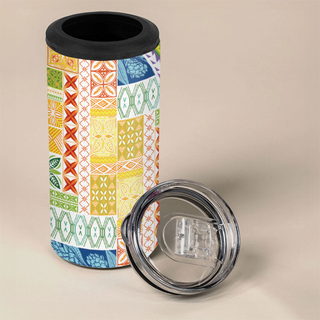 Pasifika Samoa Siapo Malu Tattoo Inspired 4 in 1 Can Cooler Tumbler Fa'afafine Rainbow Theme