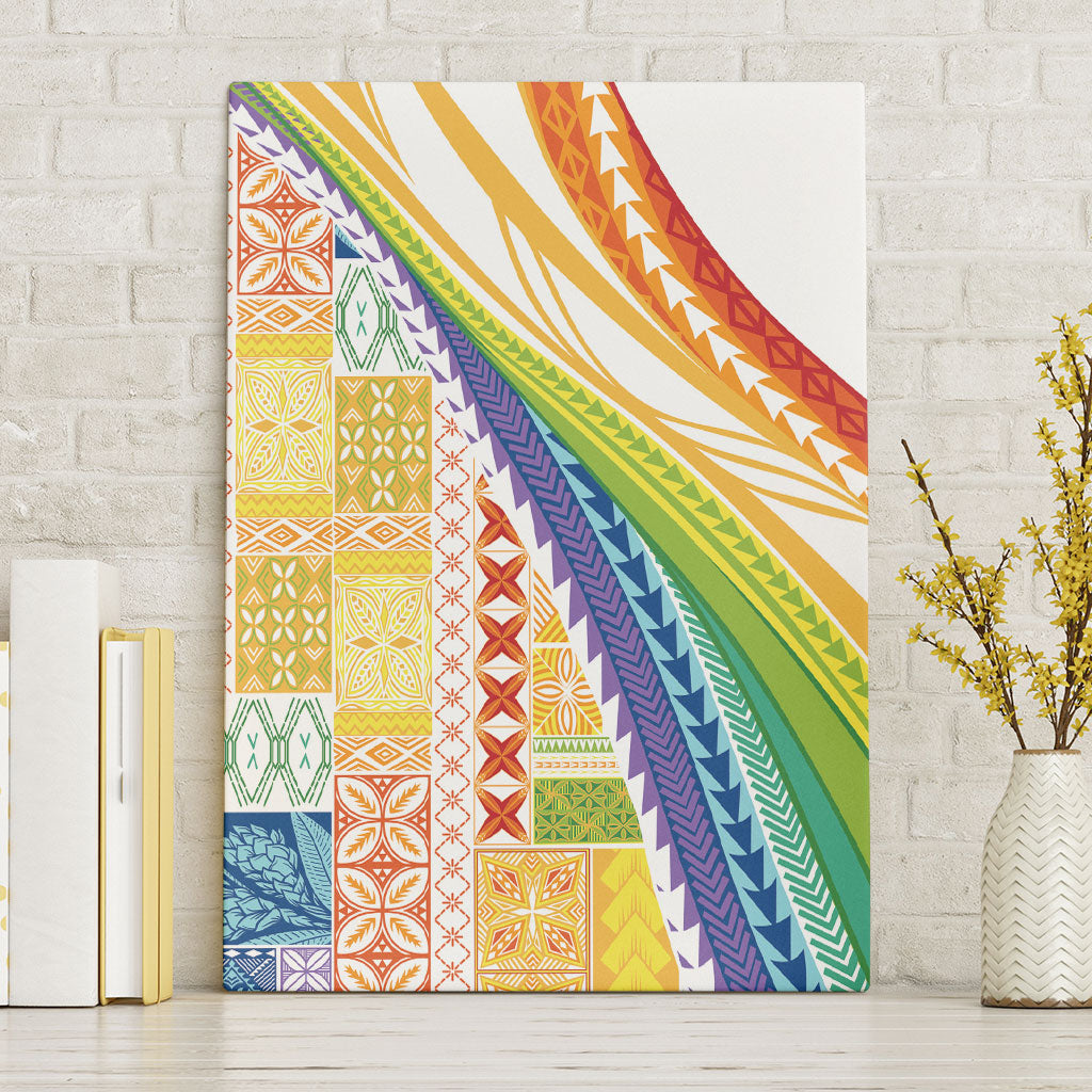 Pasifika Samoa Siapo Malu Tattoo Inspired Canvas Wall Art Fa'afafine Rainbow Theme