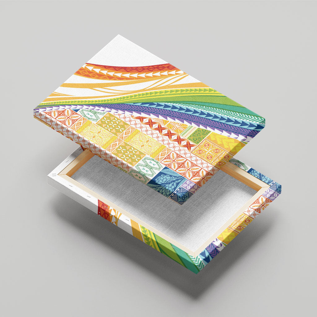 Pasifika Samoa Siapo Malu Tattoo Inspired Canvas Wall Art Fa'afafine Rainbow Theme