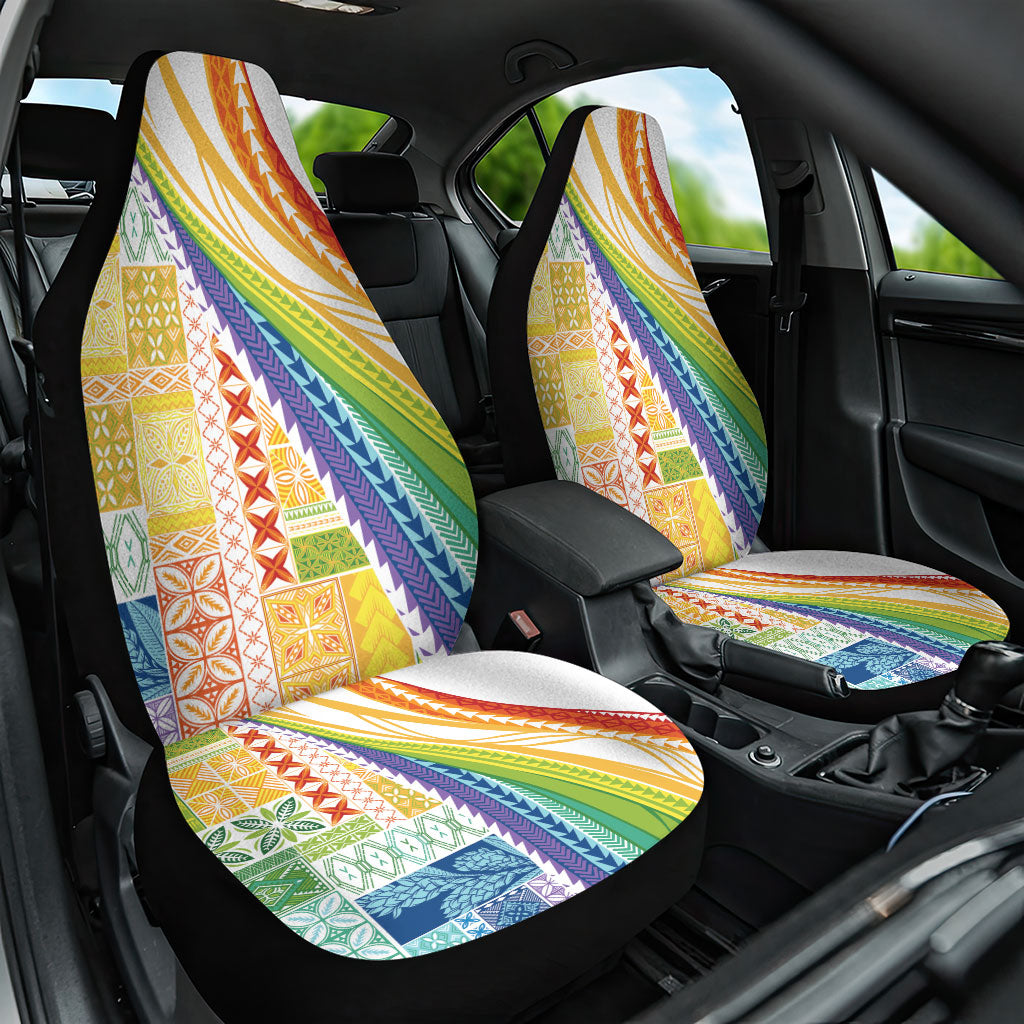 Pasifika Samoa Siapo Malu Tattoo Inspired Car Seat Cover Fa'afafine Rainbow Theme