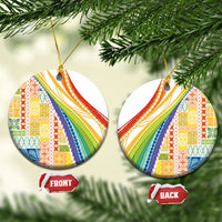 Pasifika Samoa Siapo Malu Tattoo Inspired Ceramic Ornament Fa'afafine Rainbow Theme