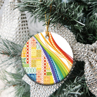 Pasifika Samoa Siapo Malu Tattoo Inspired Ceramic Ornament Fa'afafine Rainbow Theme