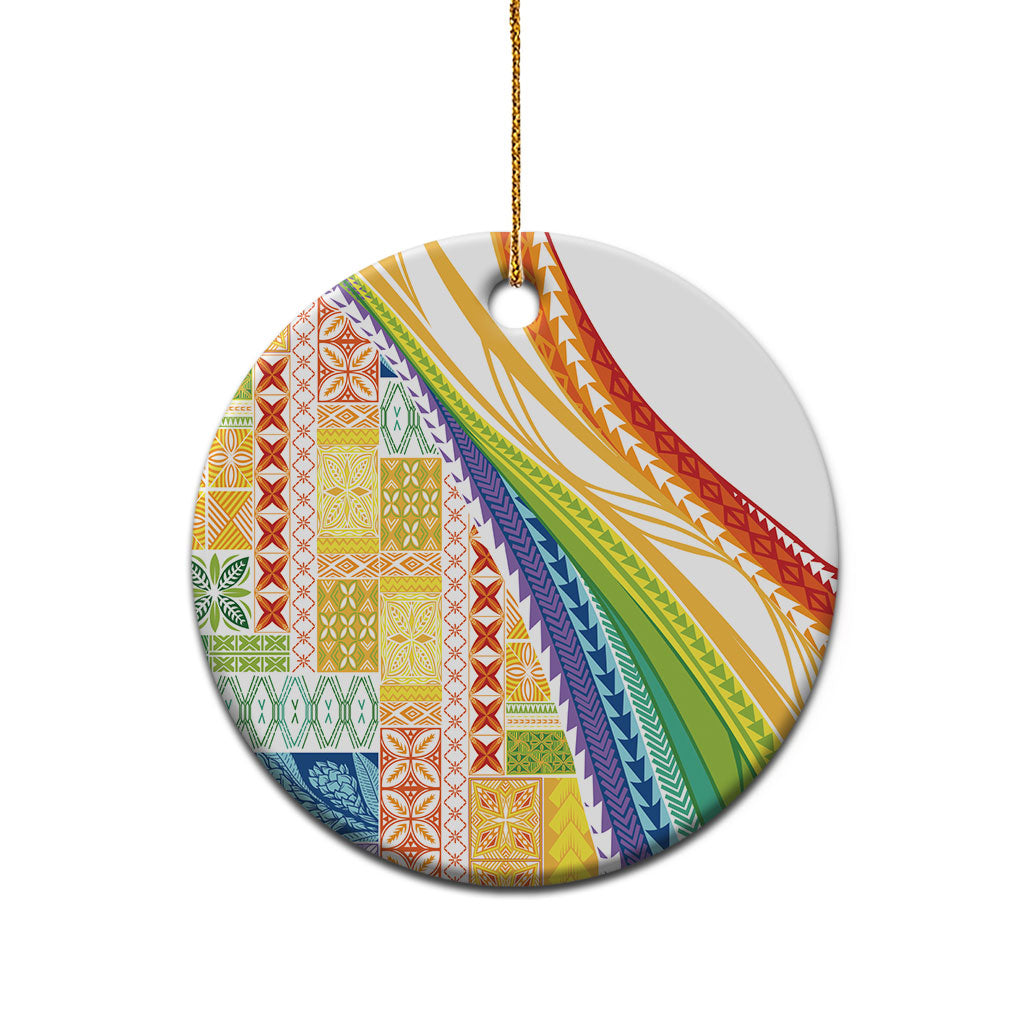 Pasifika Samoa Siapo Malu Tattoo Inspired Ceramic Ornament Fa'afafine Rainbow Theme
