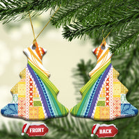 Pasifika Samoa Siapo Malu Tattoo Inspired Ceramic Ornament Fa'afafine Rainbow Theme