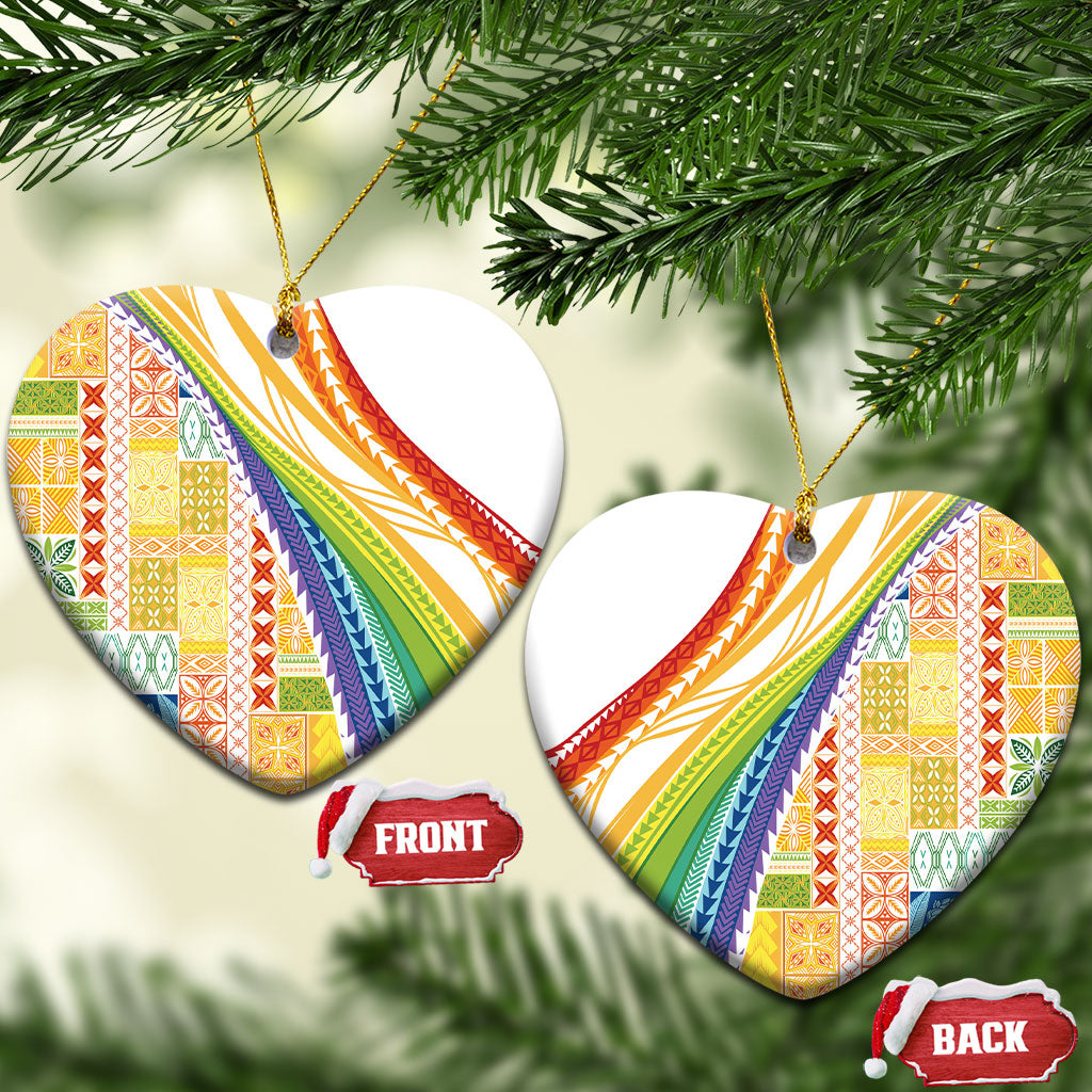 Pasifika Samoa Siapo Malu Tattoo Inspired Ceramic Ornament Fa'afafine Rainbow Theme