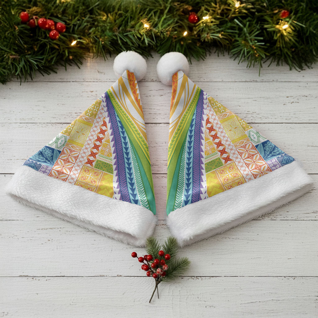 Pasifika Samoa Siapo Malu Tattoo Inspired Christmas Santa Hat Fa'afafine Rainbow Theme