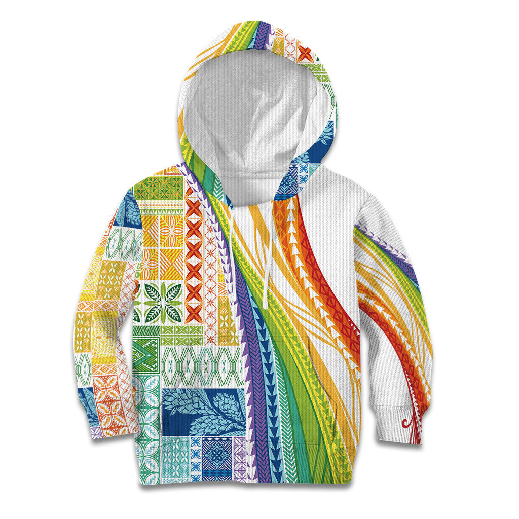 Pasifika Samoa Siapo Malu Tattoo Inspired Kid Hoodie Fa'afafine Rainbow Theme