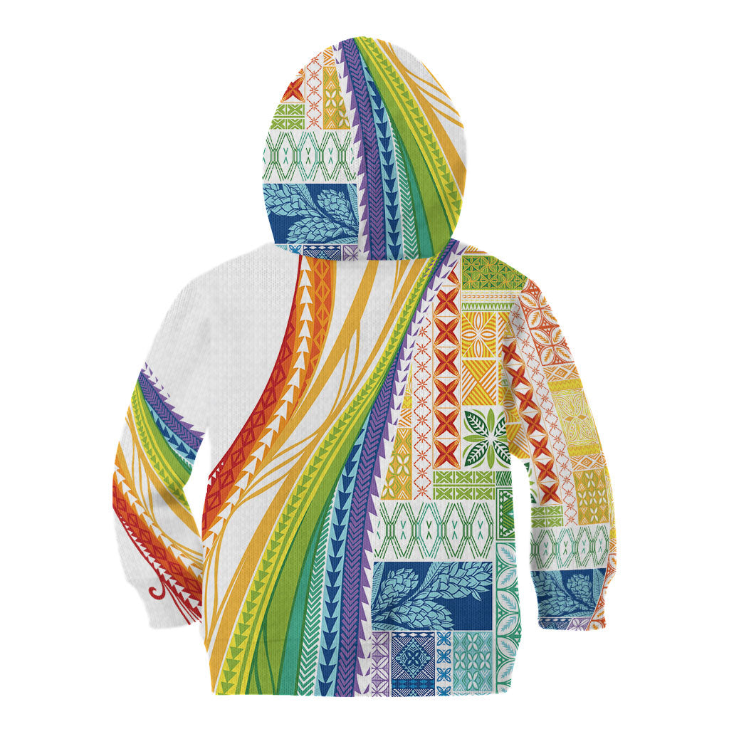 Pasifika Samoa Siapo Malu Tattoo Inspired Kid Hoodie Fa'afafine Rainbow Theme