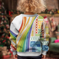 Pasifika Samoa Siapo Malu Tattoo Inspired Kid Ugly Christmas Sweater Fa'afafine Rainbow Theme
