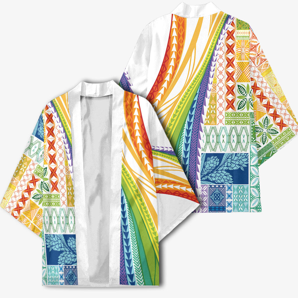 Pasifika Samoa Siapo Malu Tattoo Inspired Kimono Fa'afafine Rainbow Theme