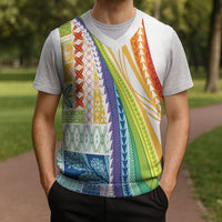Pasifika Samoa Siapo Malu Tattoo Inspired Christmas Knitted V-Neck Vest Fa'afafine Rainbow Theme