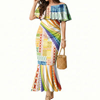 Pasifika Samoa Siapo Malu Tattoo Inspired Mermaid Dress Fa'afafine Rainbow Theme