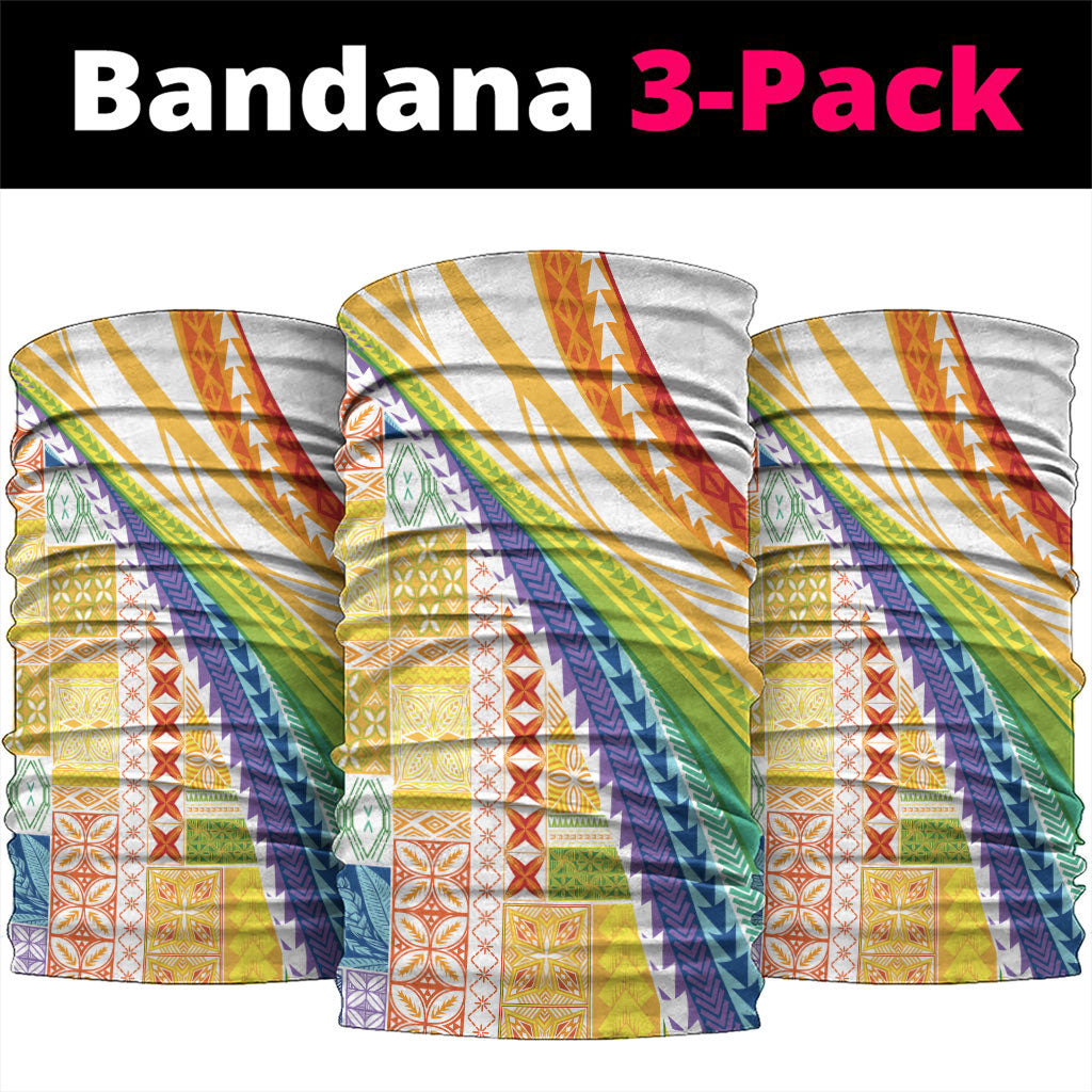 Pasifika Samoa Siapo Malu Tattoo Inspired Neck Gaiter Fa'afafine Rainbow Theme LT7 package One Size: 25*50cm Multicolor - Polynesian Pride