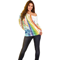 Pasifika Samoa Siapo Malu Tattoo Inspired Off Shoulder Sweater Fa'afafine Rainbow Theme