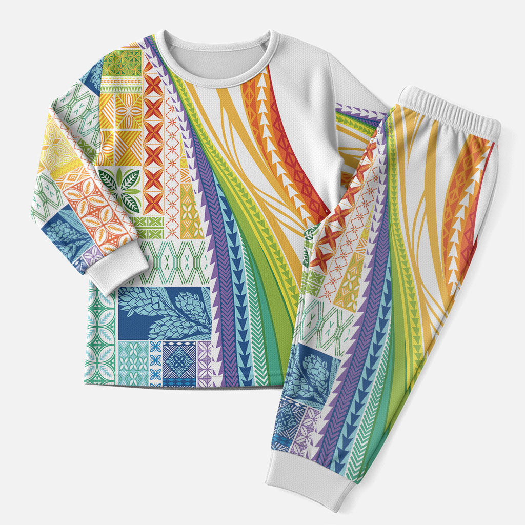 Pasifika Samoa Siapo Malu Tattoo Inspired Christmas Pajama Set Fa'afafine Rainbow Theme