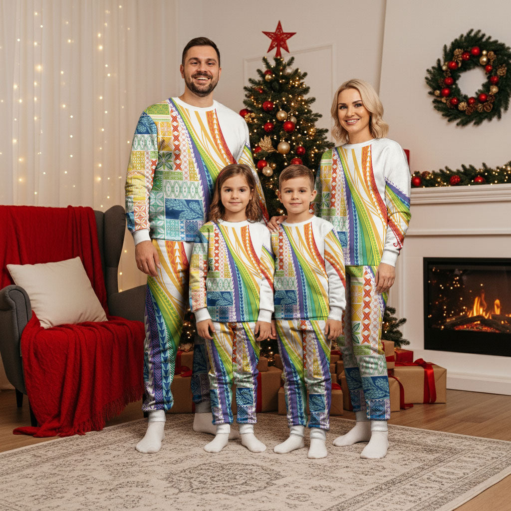 Pasifika Samoa Siapo Malu Tattoo Inspired Christmas Pajama Set Fa'afafine Rainbow Theme