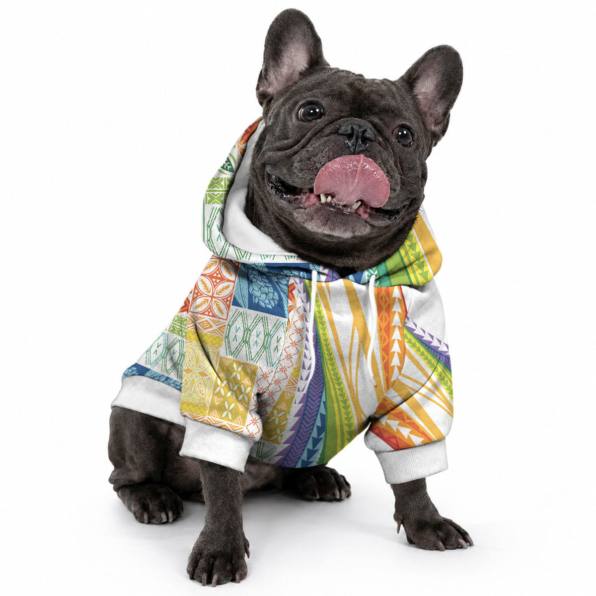 Pasifika Samoa Siapo Malu Tattoo Inspired Pet Hoodie Fa'afafine Rainbow Theme