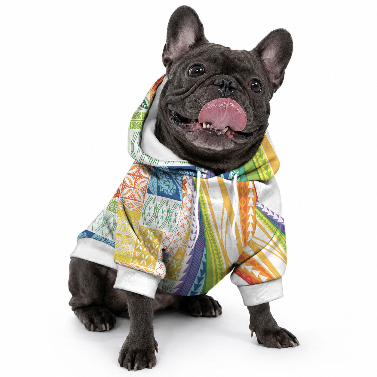 Pasifika Samoa Siapo Malu Tattoo Inspired Pet Hoodie Fa'afafine Rainbow Theme