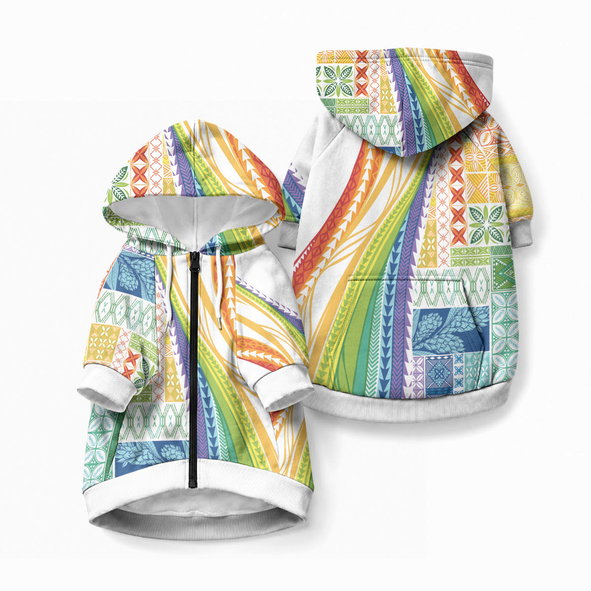 Pasifika Samoa Siapo Malu Tattoo Inspired Pet Hoodie Fa'afafine Rainbow Theme